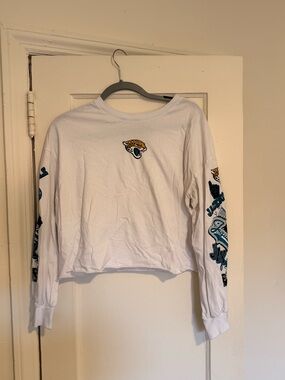 White Long Sleeve Jacksonville Jags Cropped Tee